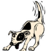 Cartoon dog with wagging tail